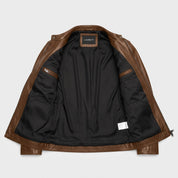 Men's Brown Leather Biker Jacket — Applegarth
