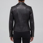 Women's Black Leather Biker Jacket — Tyndall