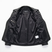 Women's Black Leather Biker Jacket — Tyndall