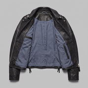 Women's Black Asymmetric Zip Leather Biker Jacket — Knightley