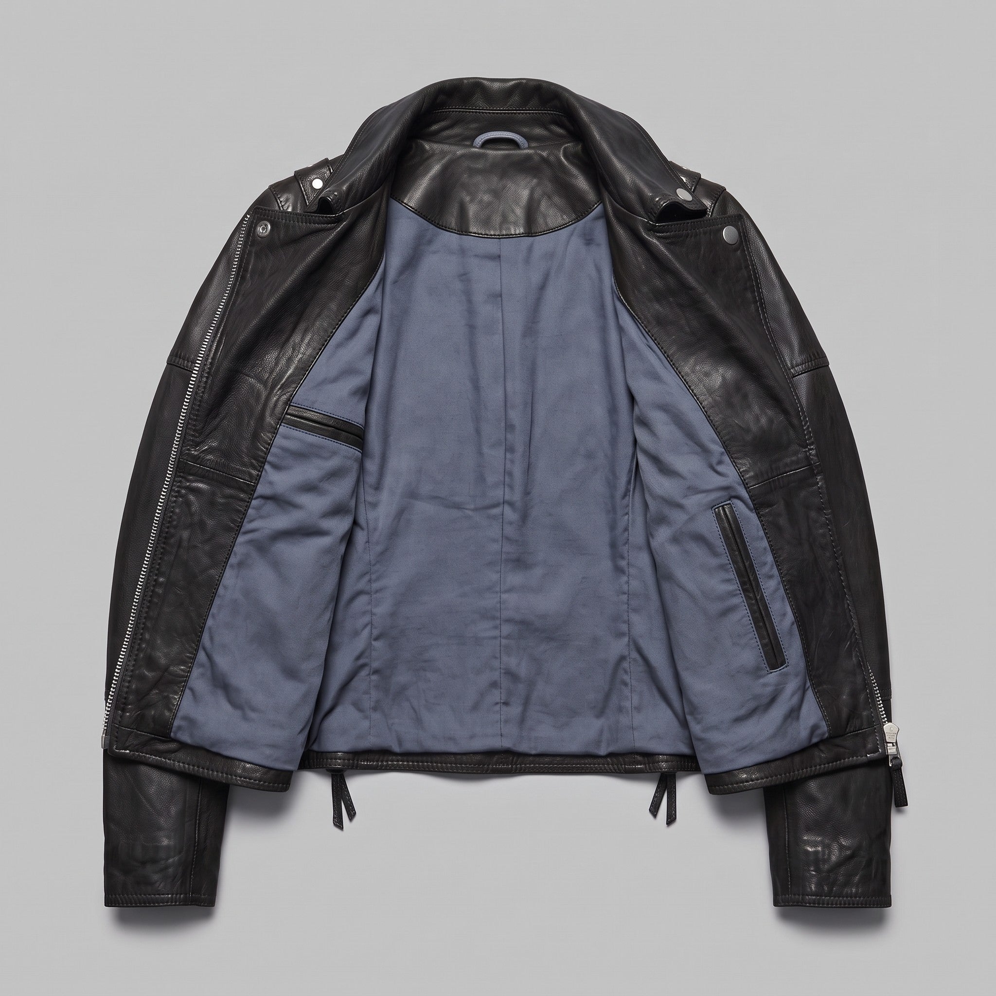 Women's Black Asymmetric Zip Leather Biker Jacket — Knightley