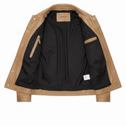 Men's Tan Leather Trucker Jacket — Nixon