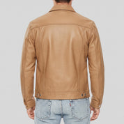 Men's Tan Leather Trucker Jacket — Nixon
