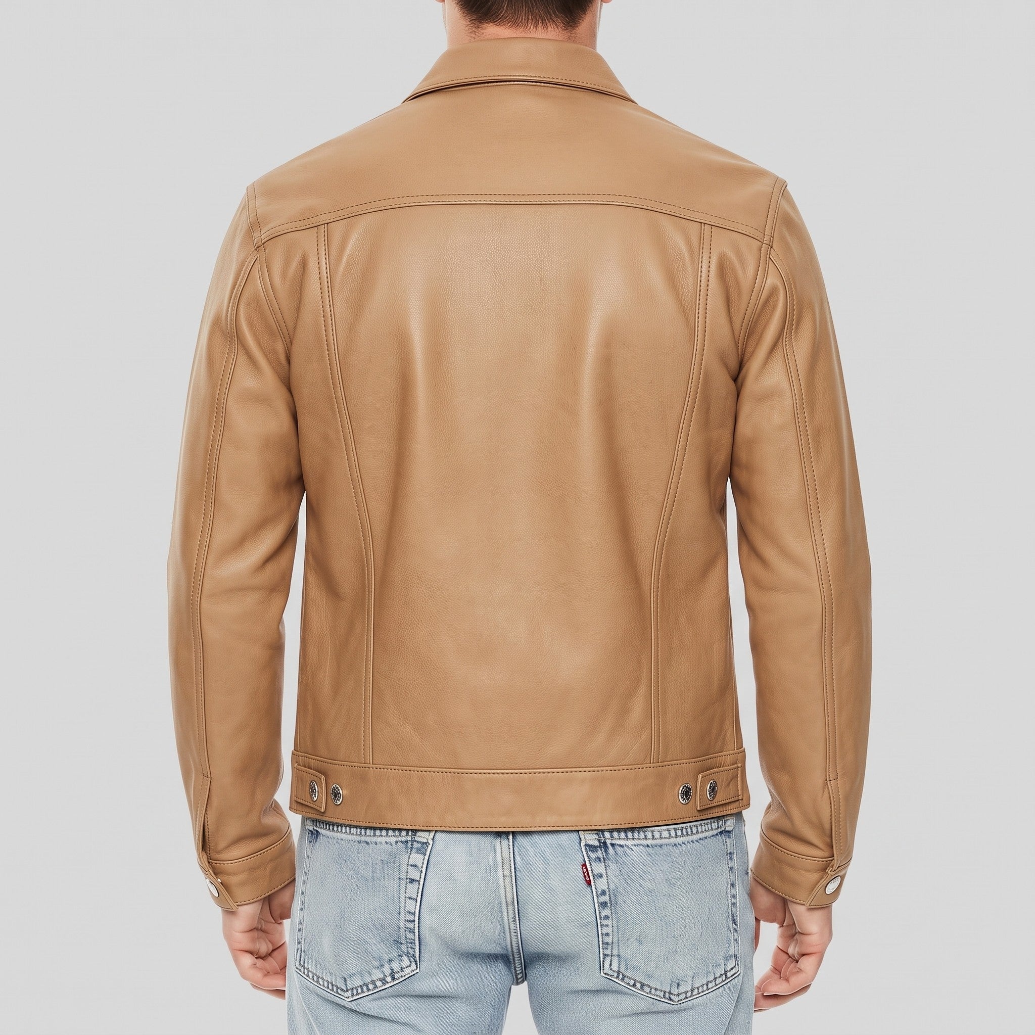 Men's Tan Leather Trucker Jacket — Nixon
