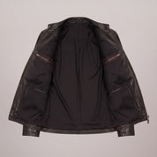 Women's Black Leather Cafe Racer Jacket — Clawson