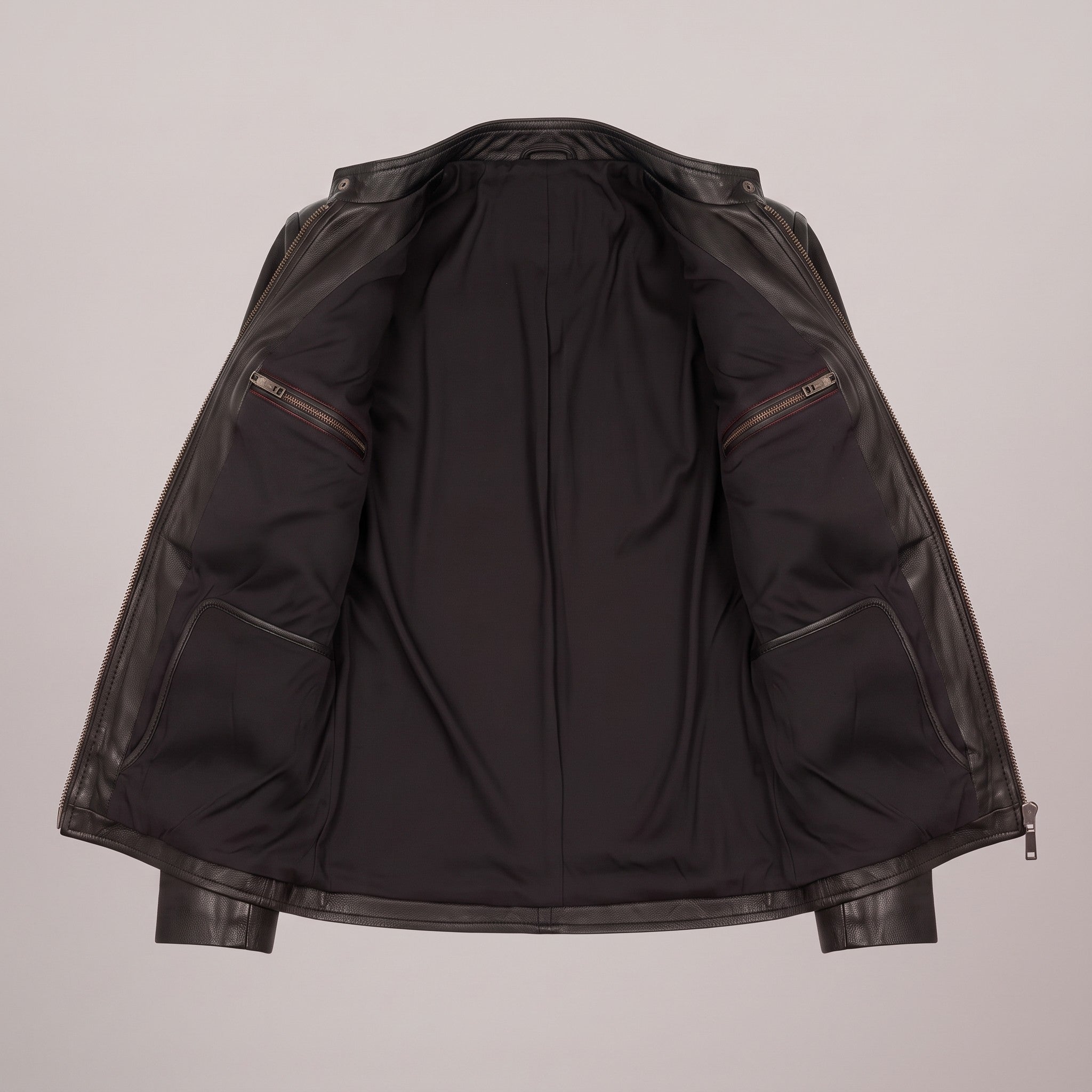 Women's Black Leather Cafe Racer Jacket — Clawson