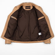 Men's Tan Studded Leather Biker Jacket — Tufton