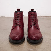 Men's Burgundy Wingtip Leather Derby Boots — Glasson