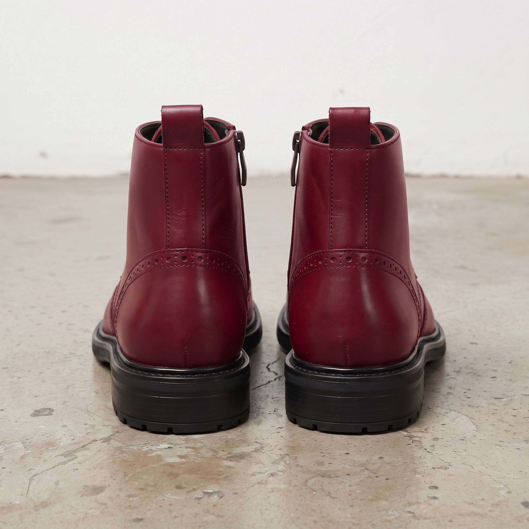 Men's Burgundy Wingtip Leather Derby Boots — Glasson