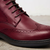 Men's Burgundy Wingtip Leather Derby Boots — Glasson