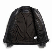 Men's Black Leather Biker Jacket — Gunston