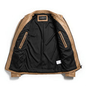 Men's Tan Leather Biker Jacket — Gunston