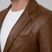 Men's Brown Leather Blazer — Belvoir