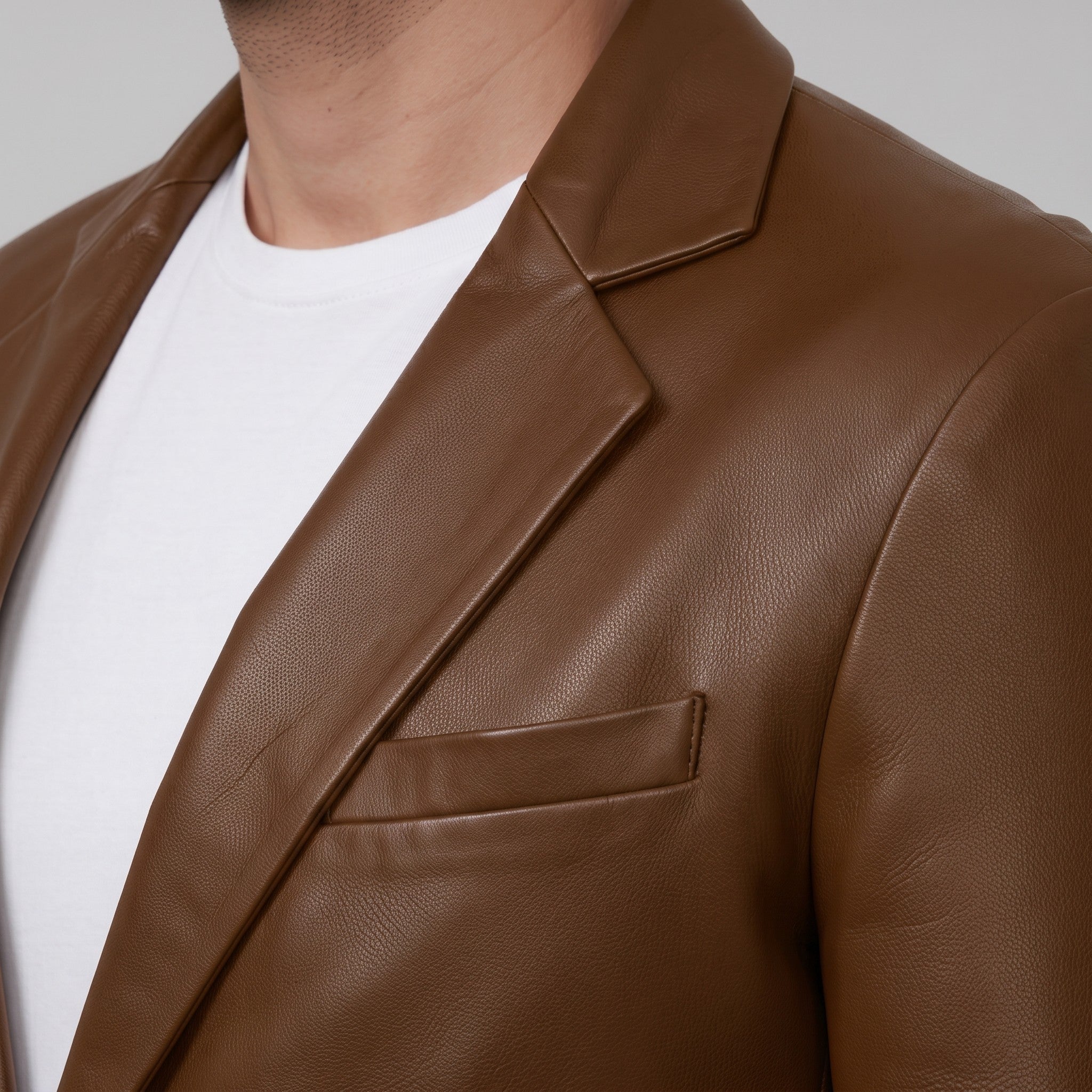 Men's Brown Leather Blazer — Belvoir