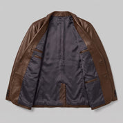 Men's Brown Leather Blazer — Belvoir