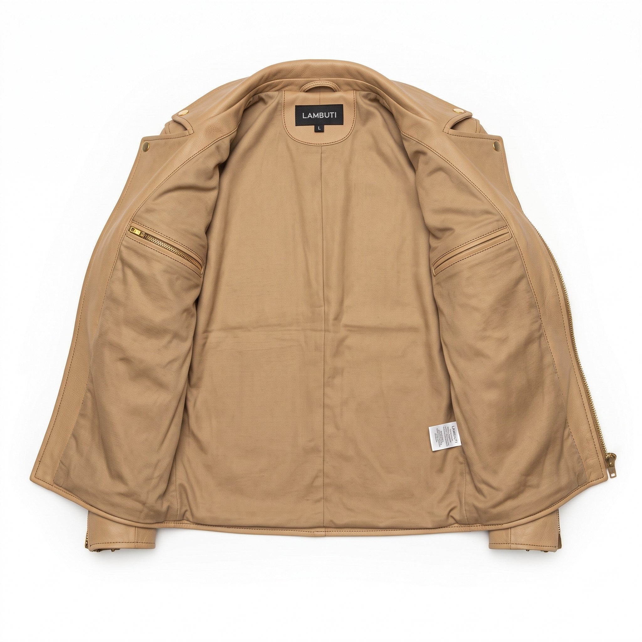 Men's Tan Leather Biker Jacket — Bagnall