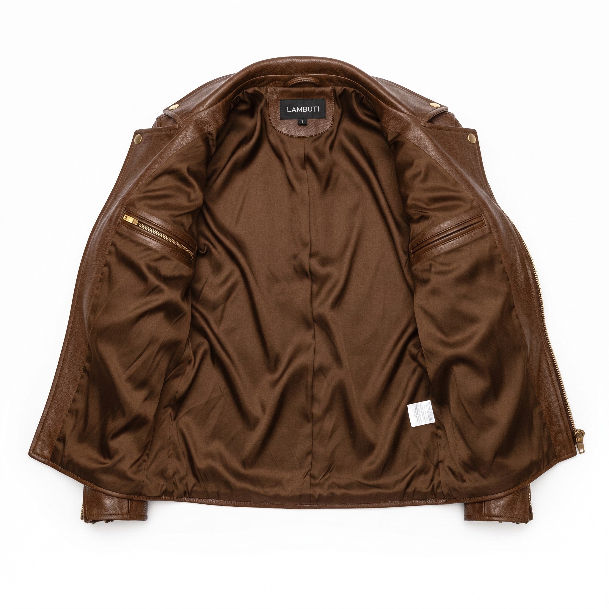 Men's Brown Leather Biker Jacket — Bagnall
