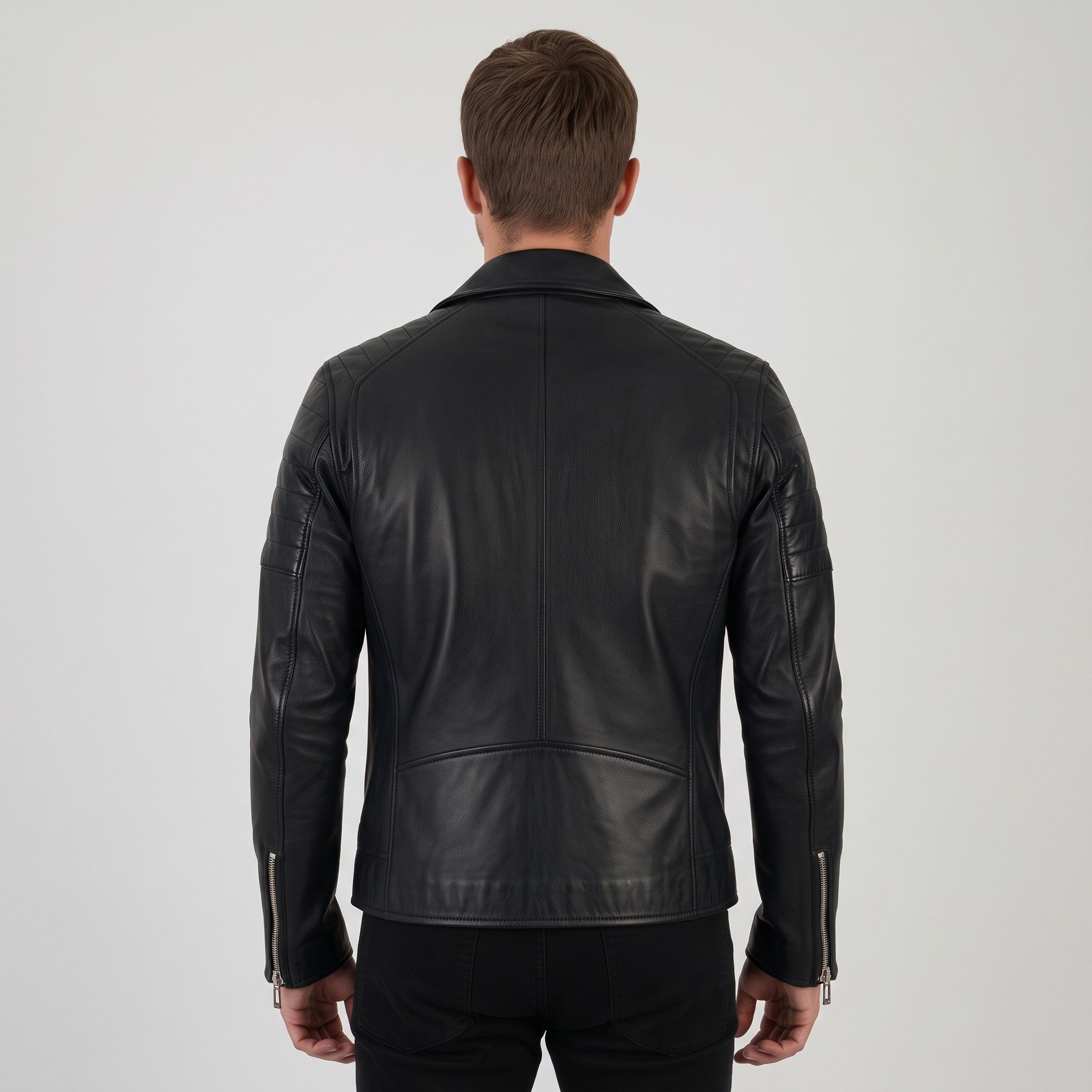 Men's Black Leather Biker Jacket — Godley