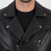 Men's Black Leather Biker Jacket — Godley