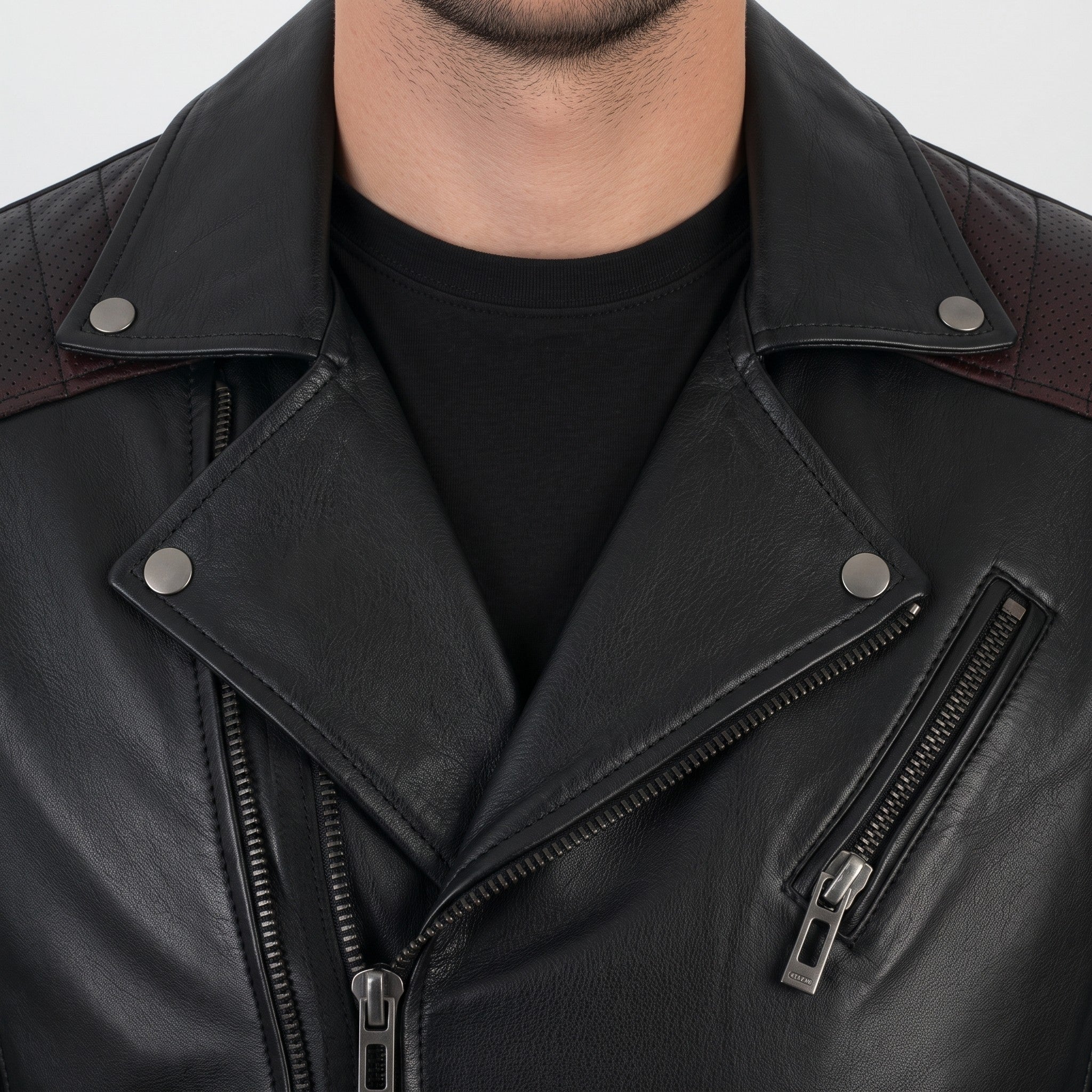 Men's Black Leather Biker Jacket — Godley