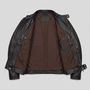 Men's Black Leather Cafe Racer Jacket — Irby
