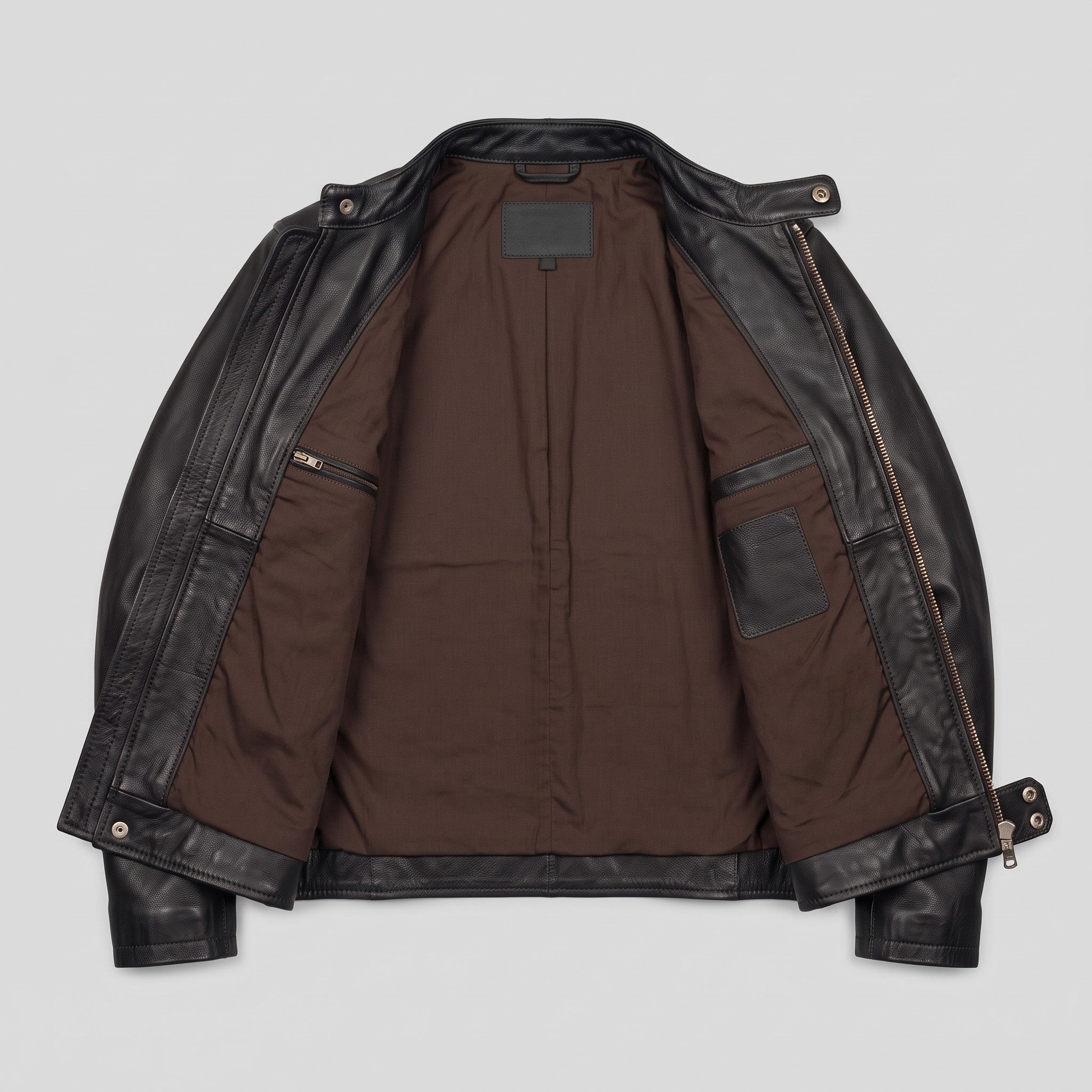 Men's Black Leather Cafe Racer Jacket — Irby