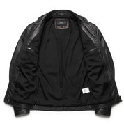 Men's Black Leather Biker Jacket — Stamford