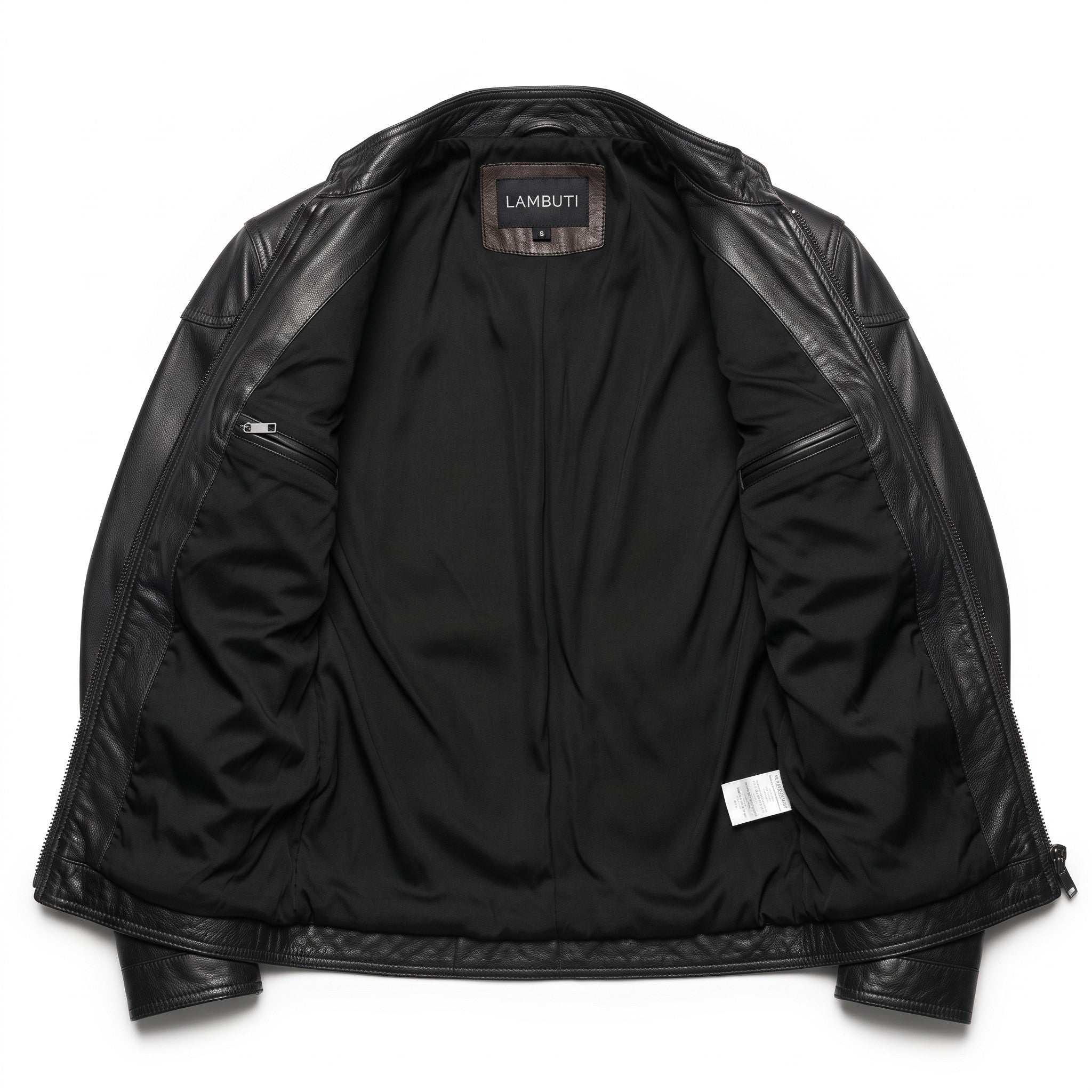 Men's Black Leather Biker Jacket — Stamford