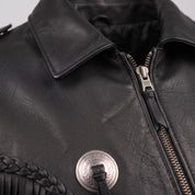 Men's Black Western Fringe Leather Biker Jacket — Gloucester