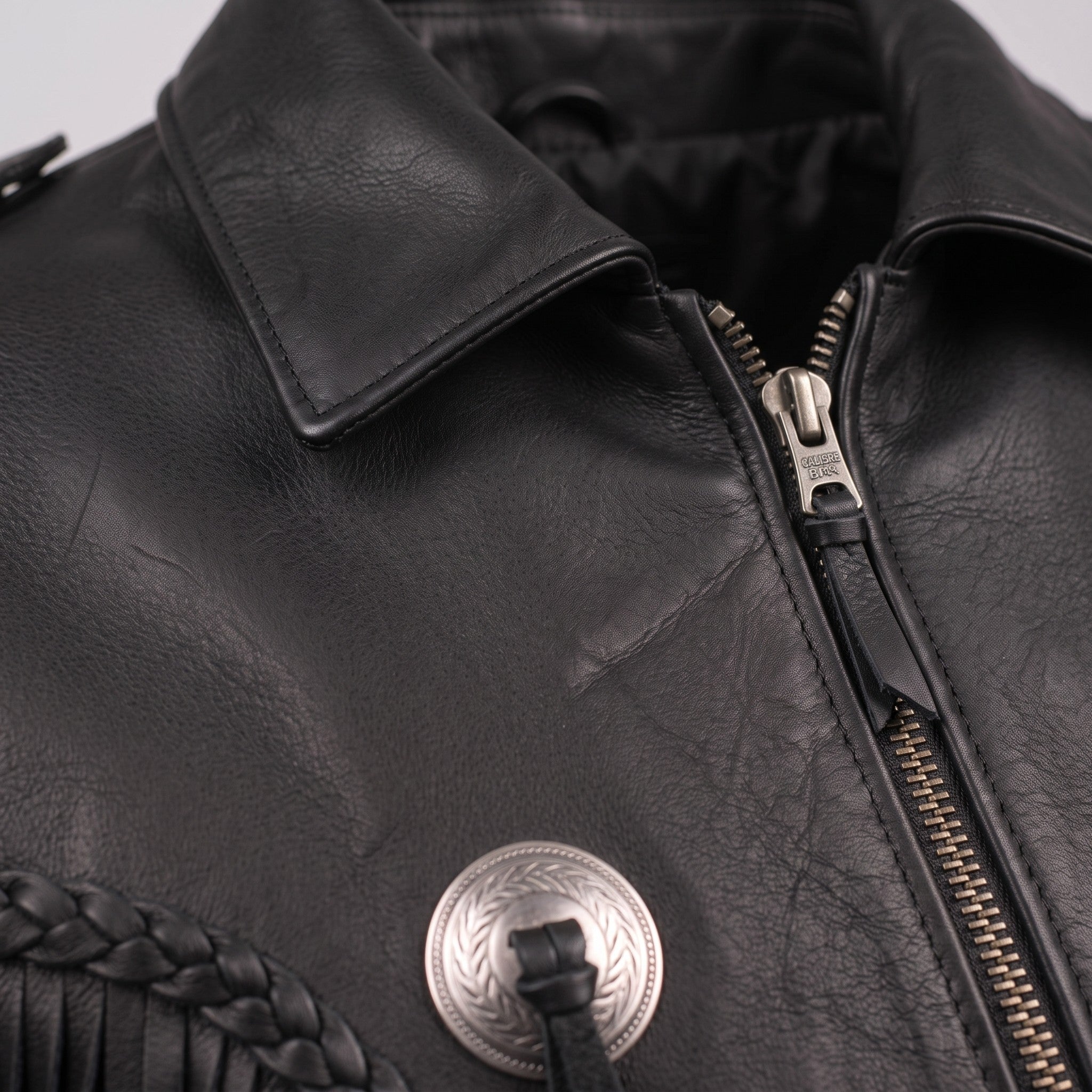 Men's Black Western Fringe Leather Biker Jacket — Gloucester