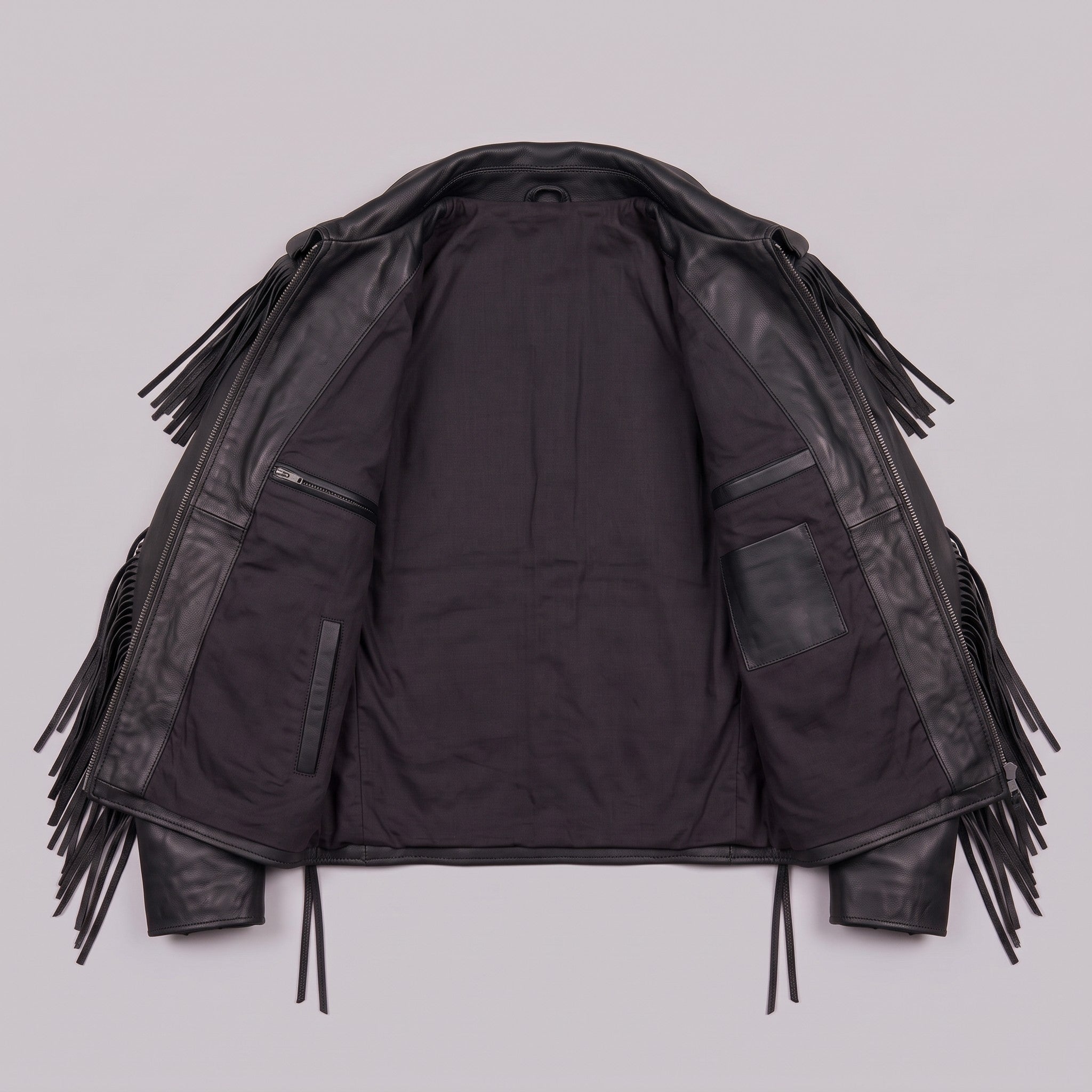 Men's Black Western Fringe Leather Biker Jacket — Gloucester