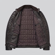 Men's Black Leather Cafe Racer Jacket — Donham