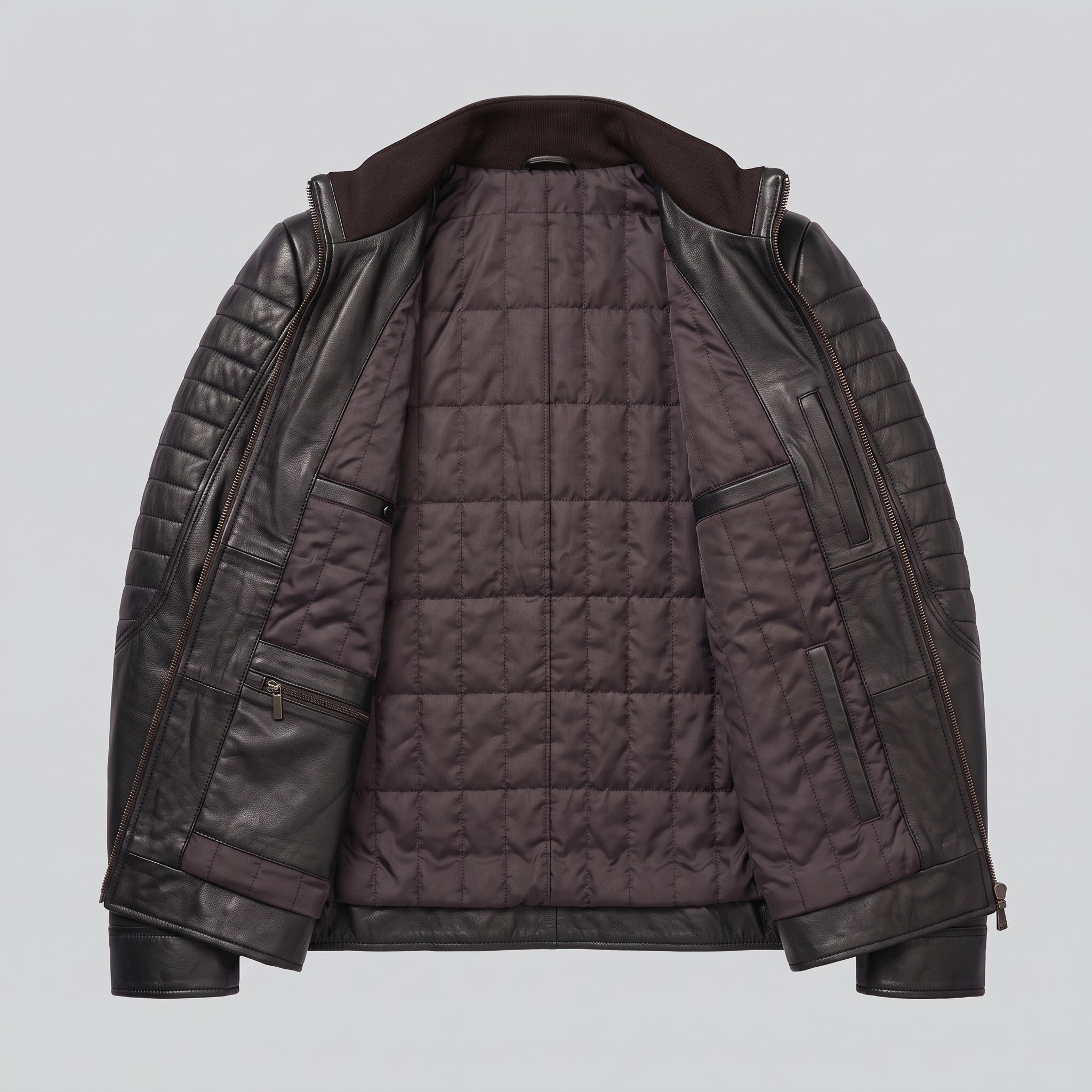 Men's Black Leather Cafe Racer Jacket — Donham