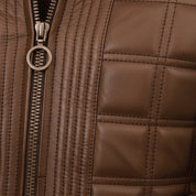 Men's Brown Quilted Leather Biker Jacket — Blayney