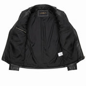 Women's Black Studded Leather Biker Jacket — Greenwood