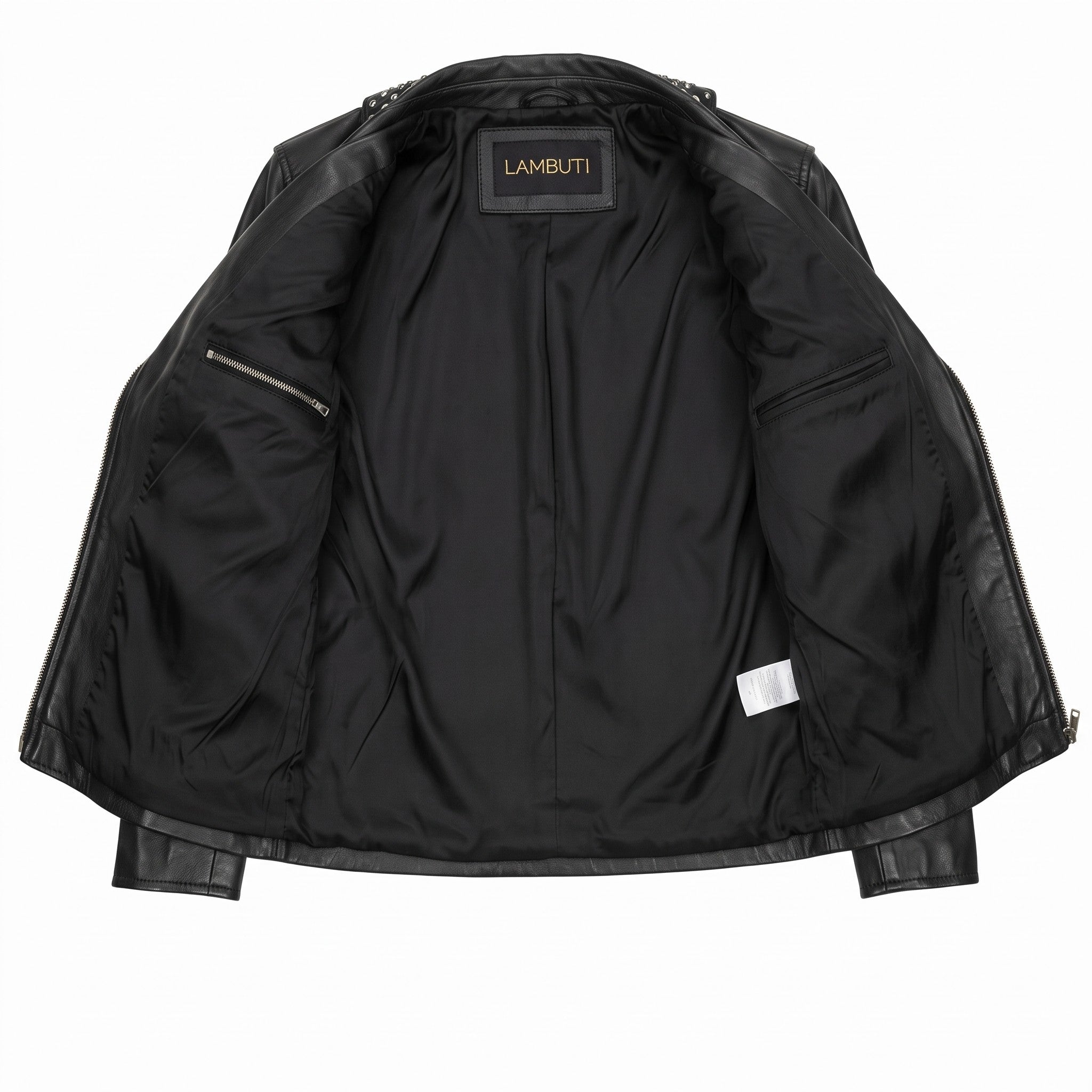 Women's Black Studded Leather Biker Jacket — Greenwood
