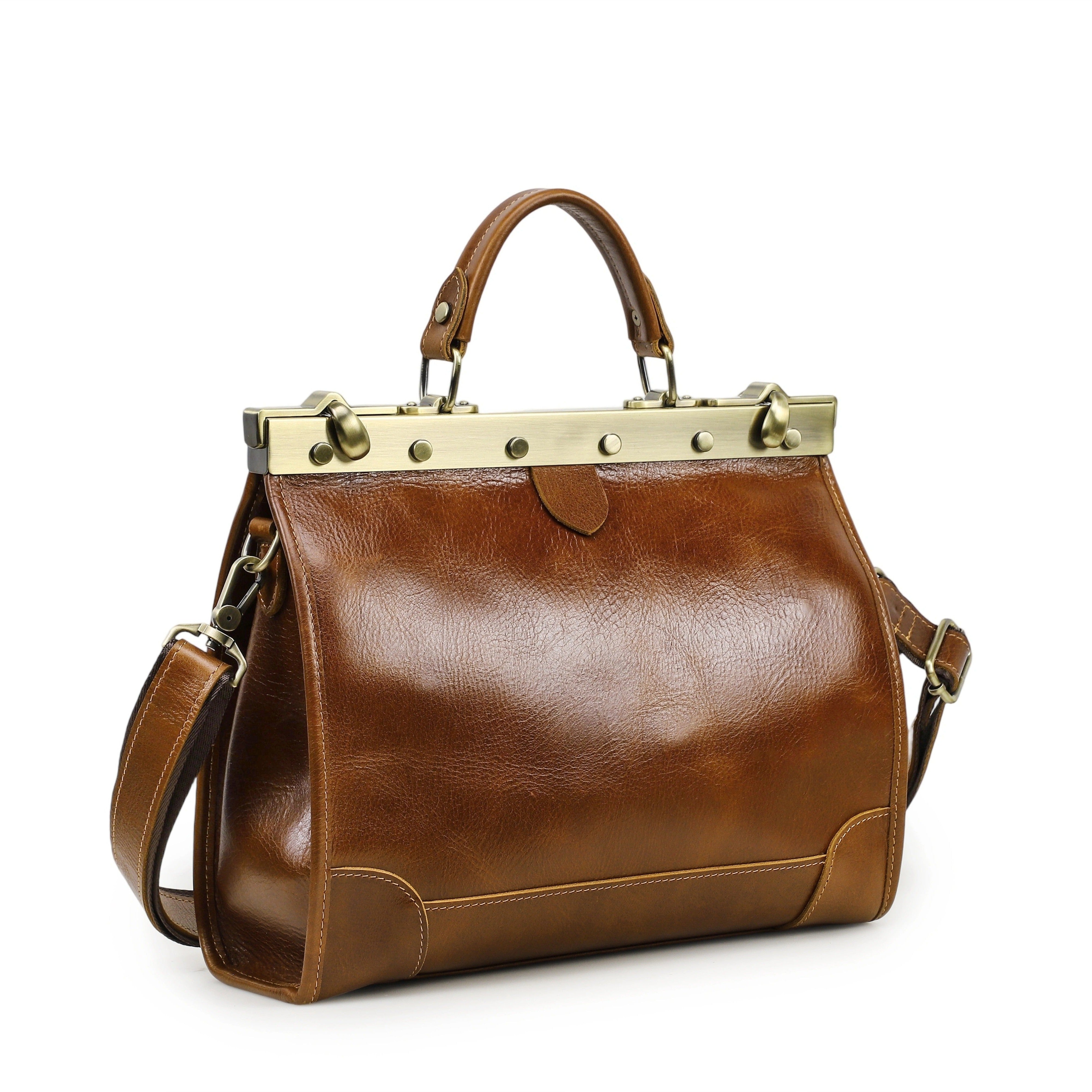 Women's Brown Leather Satchel — Keswick