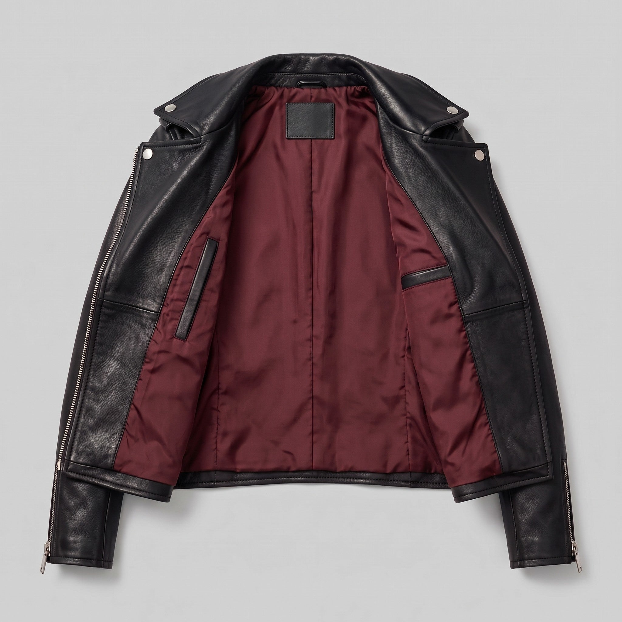 Women's Black Leather Biker Jacket — Channing
