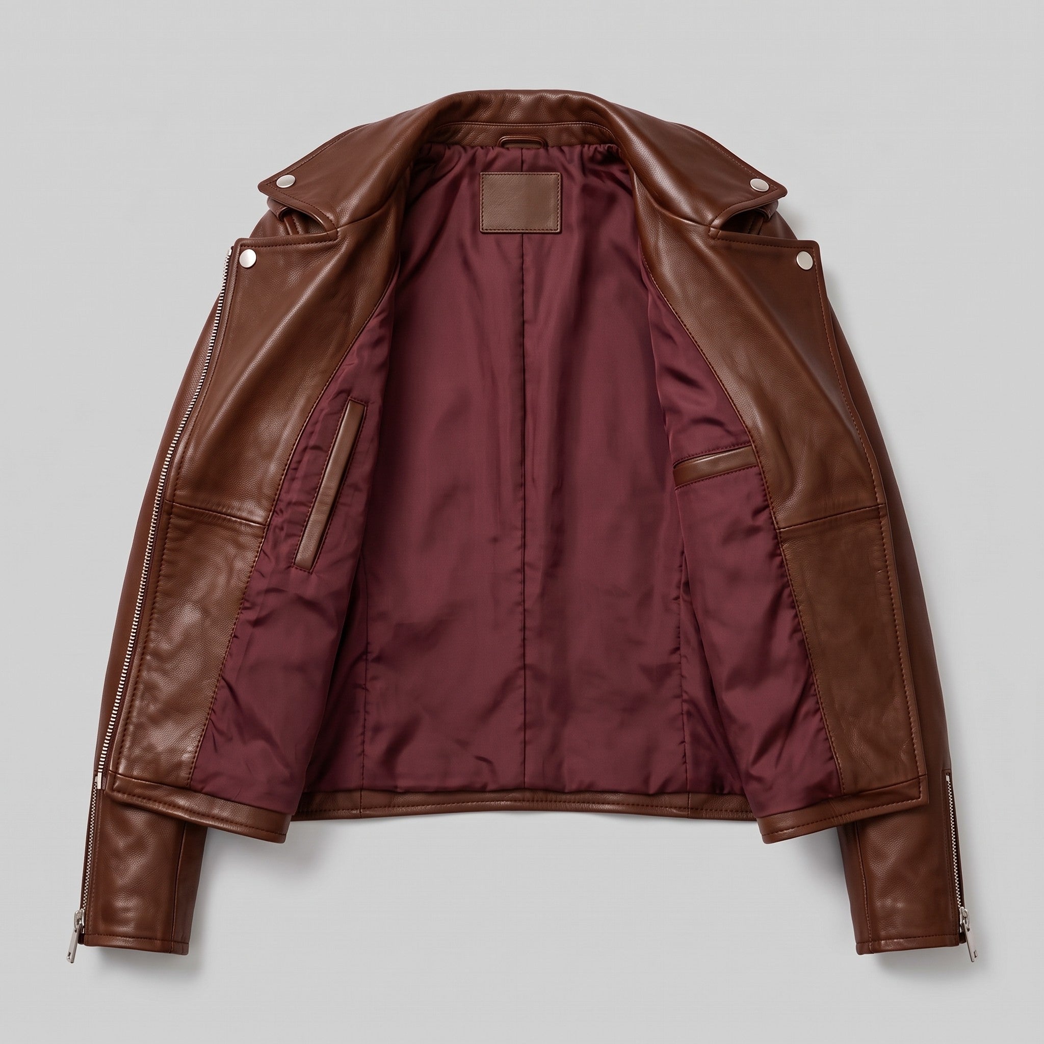Women's Brown Leather Biker Jacket — Channing