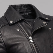 Men's Black Leather Biker Jacket — Hunter