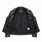 Men's Black Leather Biker Jacket — Hunter