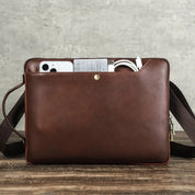 Men's Leather Crossbody Bag, 14-Inch Multifunctional Laptop Sleeve Case Shoulder Bag— Cranbourne