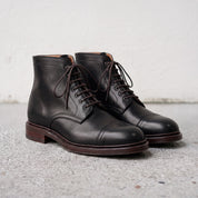 Men's Black Cap-Toe Leather Derby Ankle Boots — Ickleton