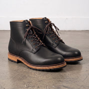 Men's Black Plain-Toe Leather Ankle Boots — Avonside