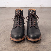 Men's Black Plain-Toe Leather Ankle Boots — Avonside