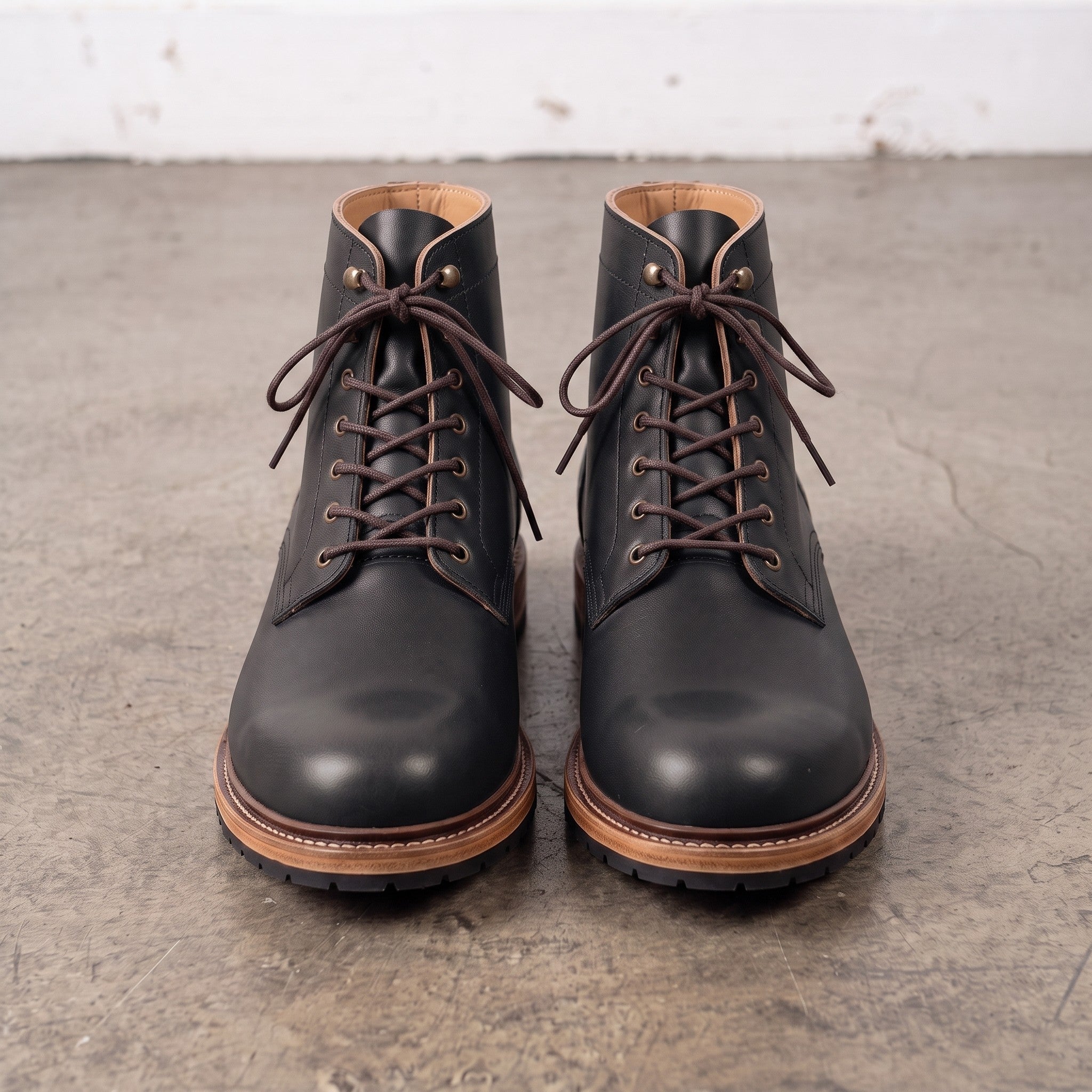Men's Black Plain-Toe Leather Ankle Boots — Avonside