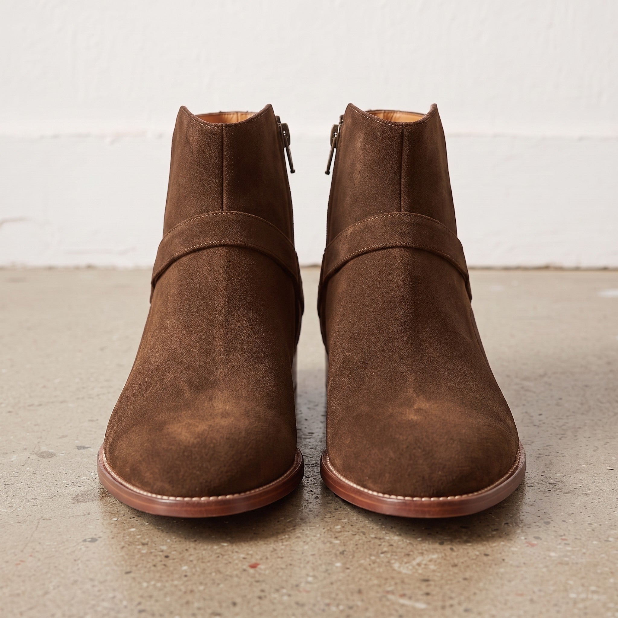 Men's Brown Plain-Toe Suede Jodhpur Boots — Harding
