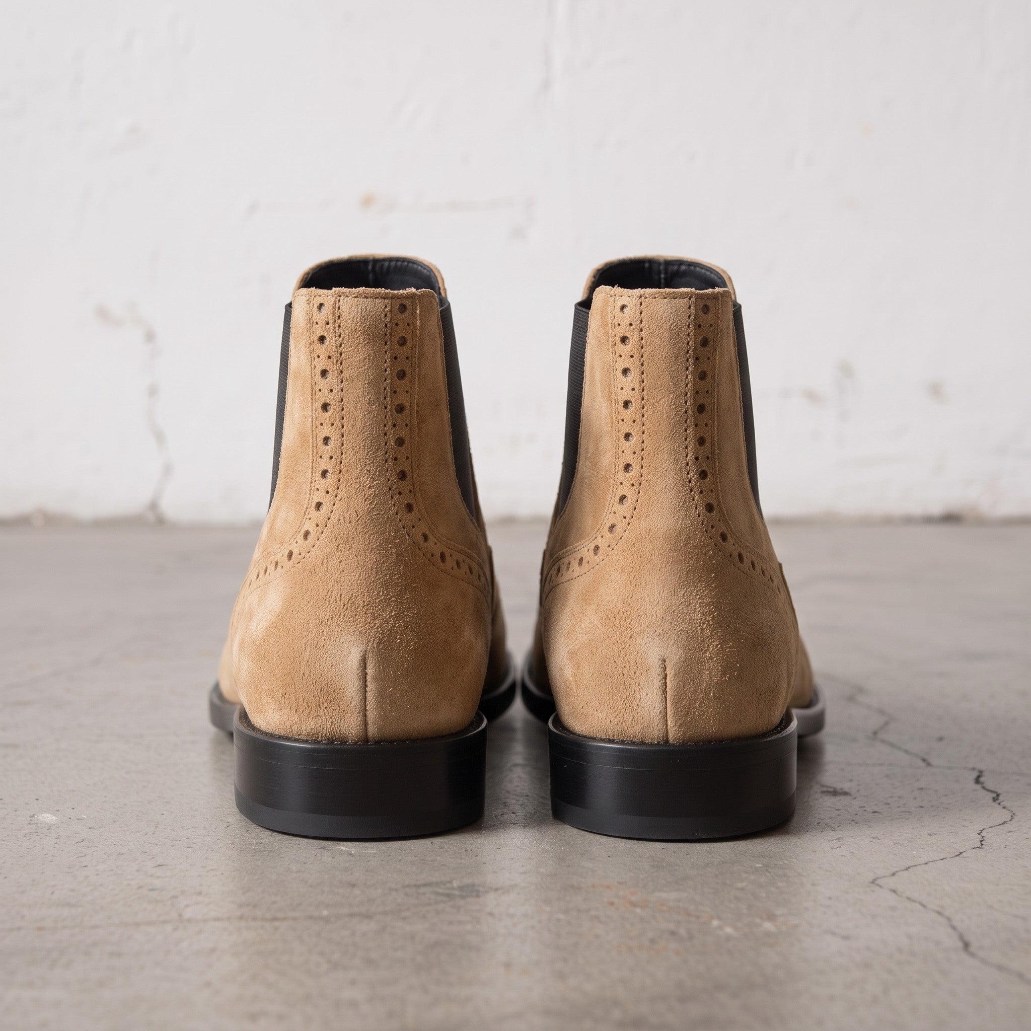 Men's Tan Wingtip Suede Chelsea Boots — Biddestone