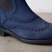 Men's Navy Blue Wingtip Suede Chelsea Boots — Biddestone