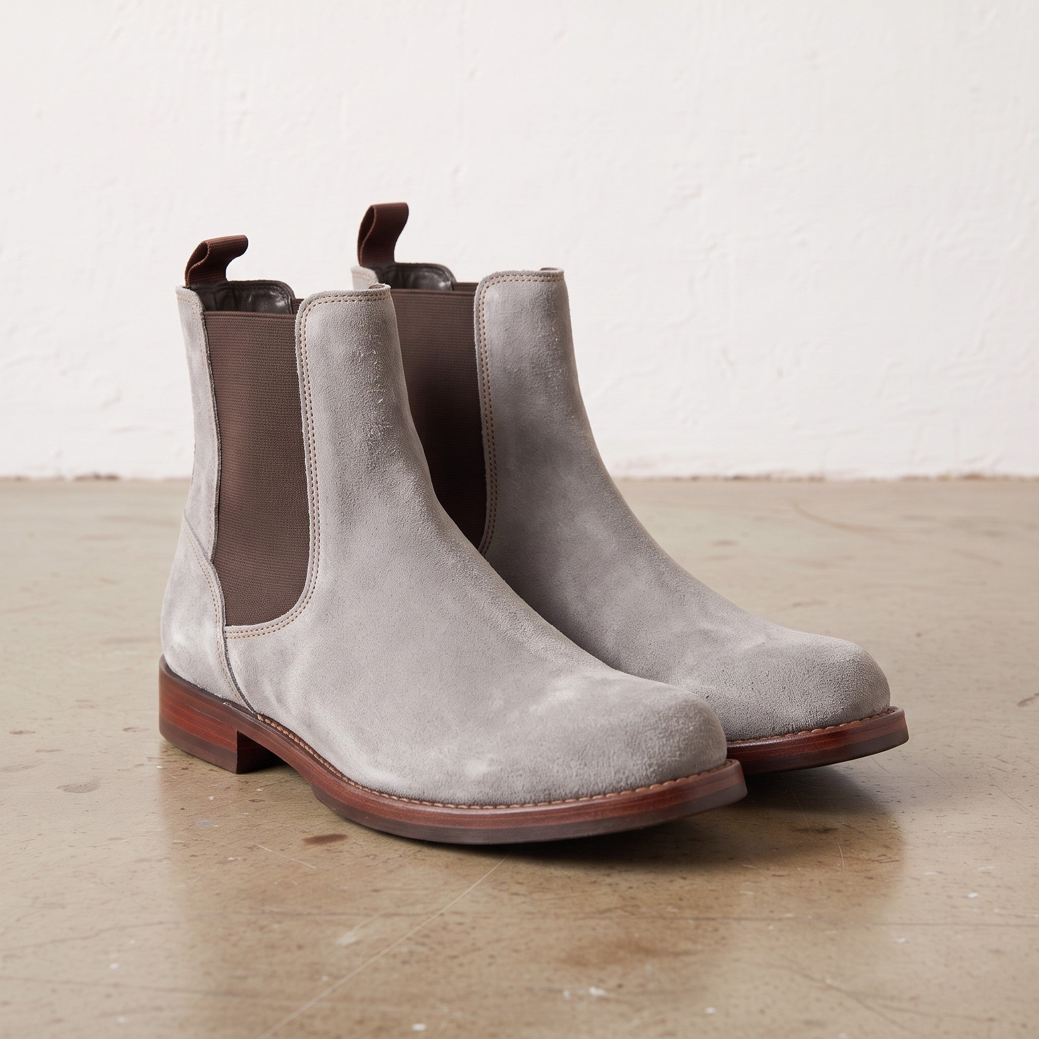 Men's Light Gray Suede Chelsea Boots — Addingham